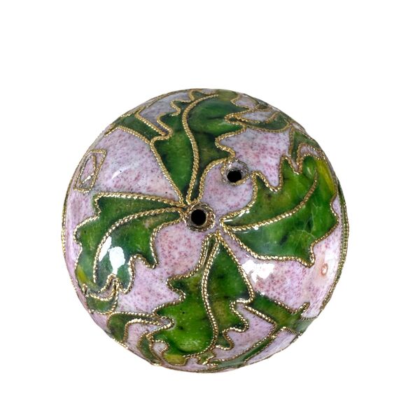 Vintage Cloisonne Floral Purple Christmas Ornament Large and Small Set of 2 - Picture 6 of 6